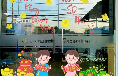 Đơn vị vẽ cửa kính trang trí tết chuyên nghiệp