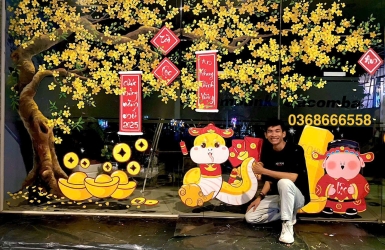 Tìm đơn vị vẽ tranh kính tết – Chống nước, bền màu