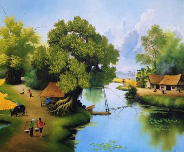 tranh vẽ tường phong cảnh