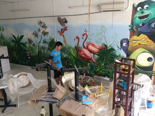 vẽ tranh tường quán trà sữa