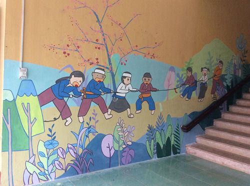 tranh vẽ tường trường mầm non