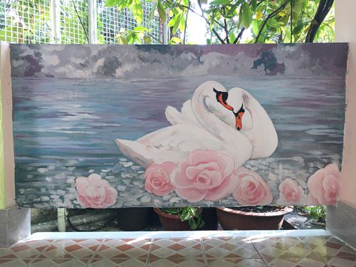 tranh vẽ tường trường mầm non