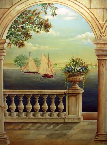 tranh vẽ tường phong cảnh