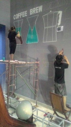 mẫu tranh vẽ tường quán trà sữa