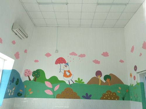 vẽ tranh tường trường tiểu học