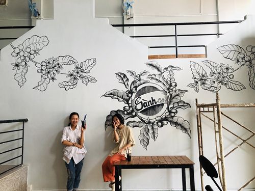 vẽ tranh tường quán cà phê