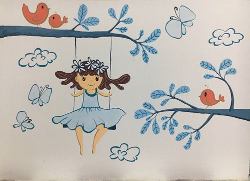 tranh vẽ tường phòng ngủ cho bé