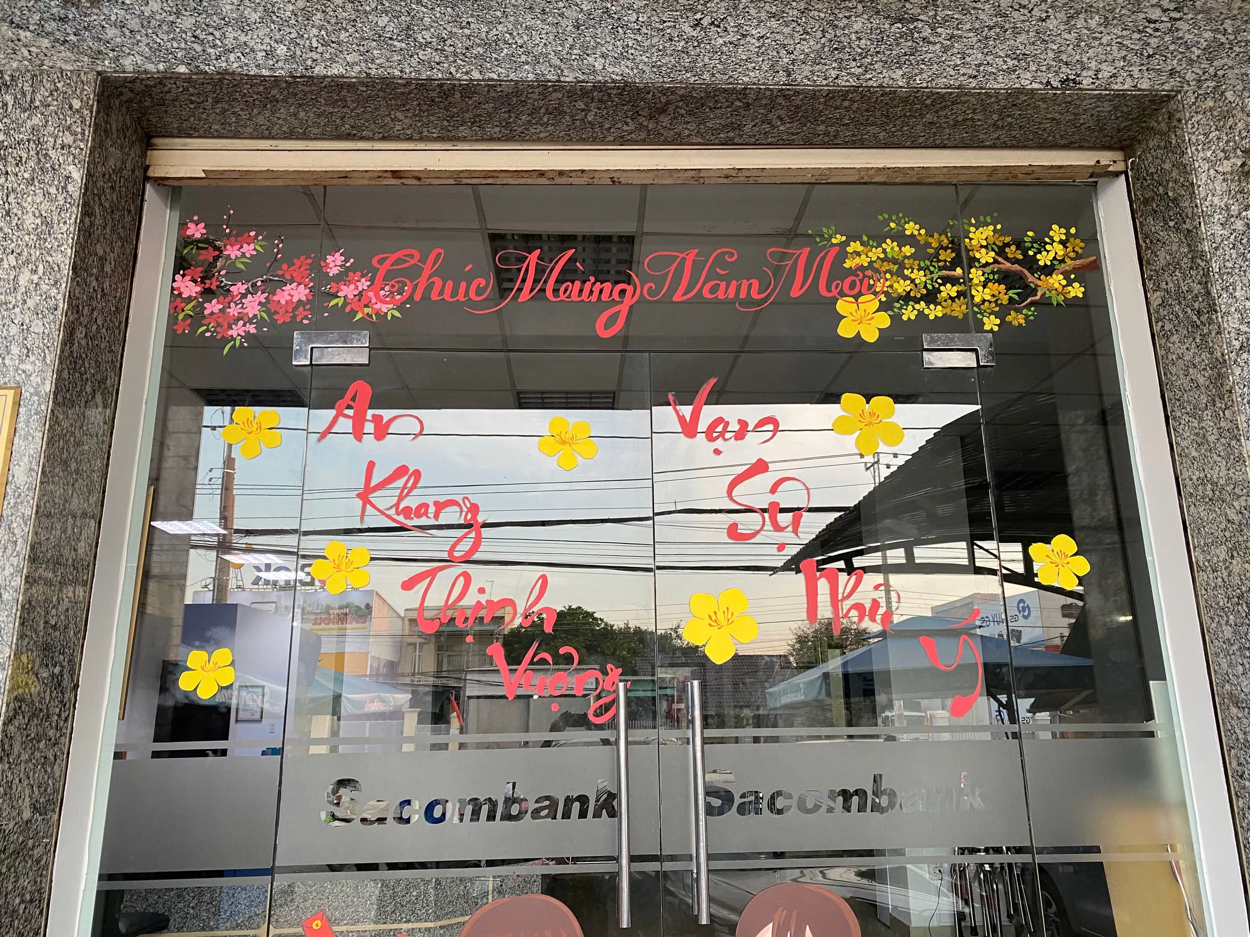 vẽ tranh kính trang trí tết