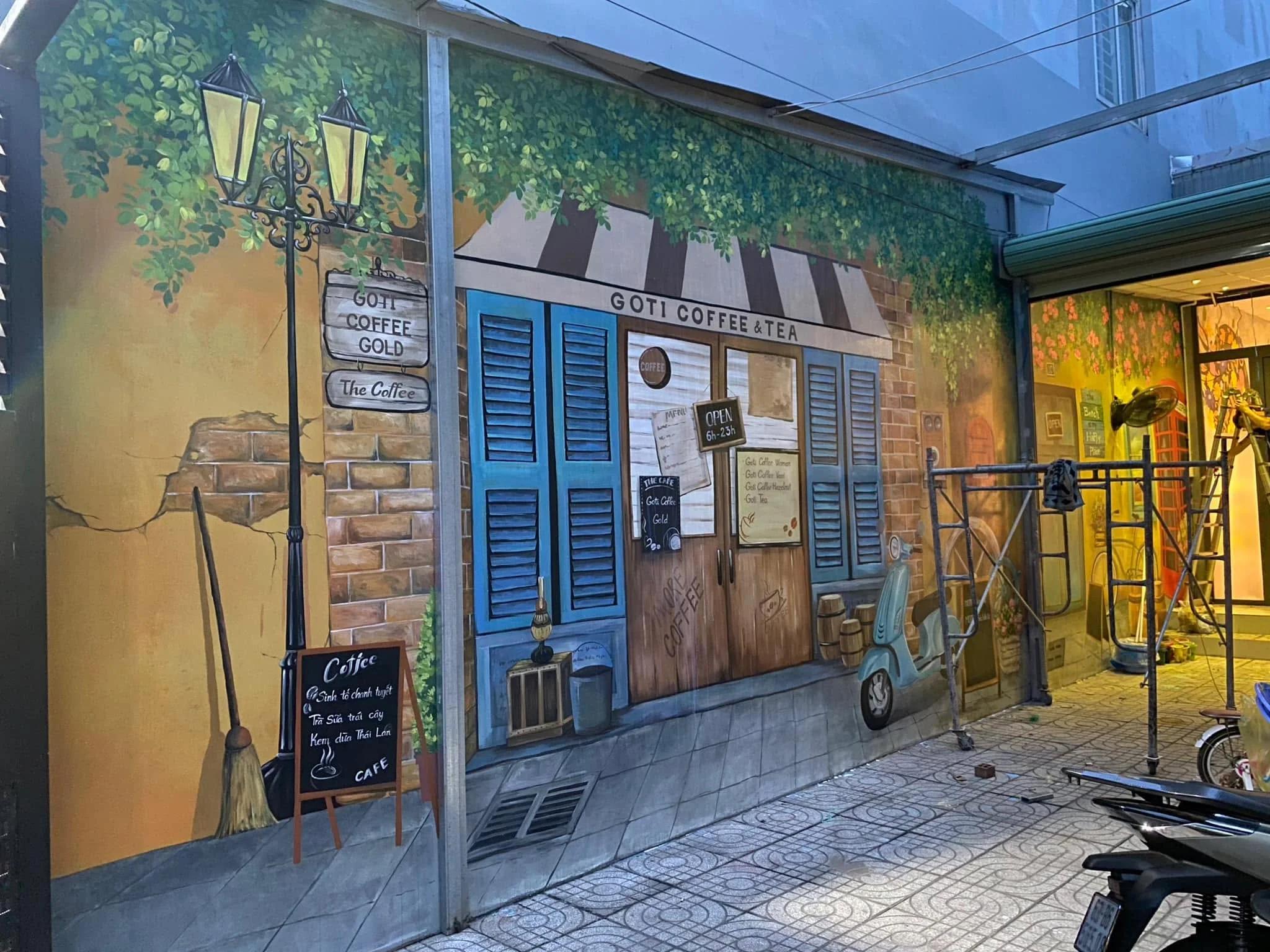 vẽ tranh tường quán cafe giá rẻ