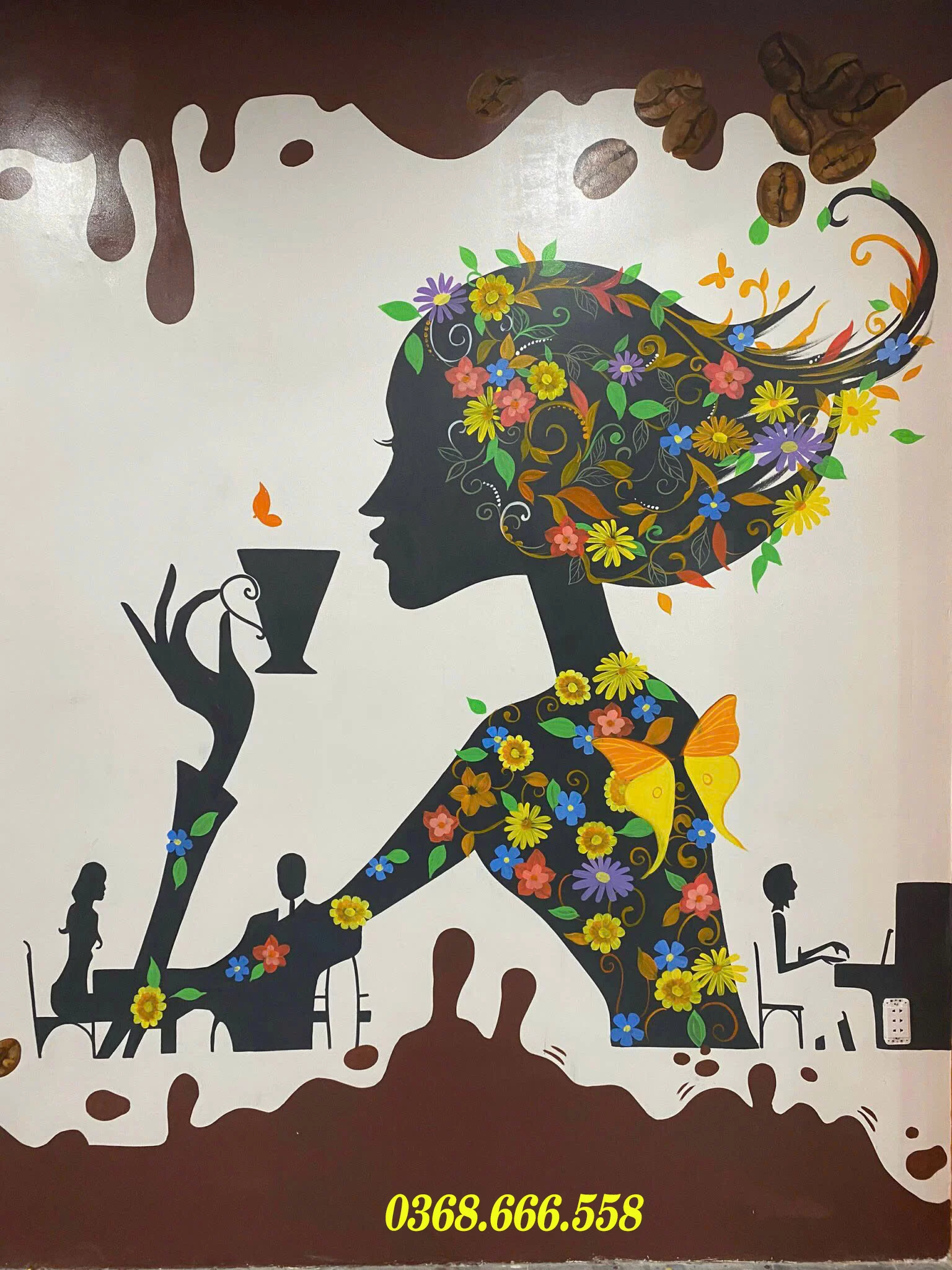 vẽ trang trí tường quán café