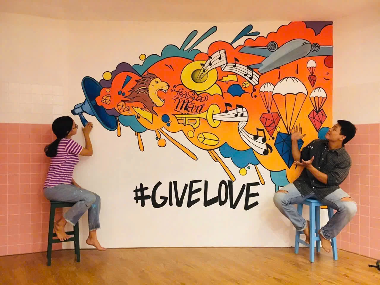 vẽ trang trí tường quán café