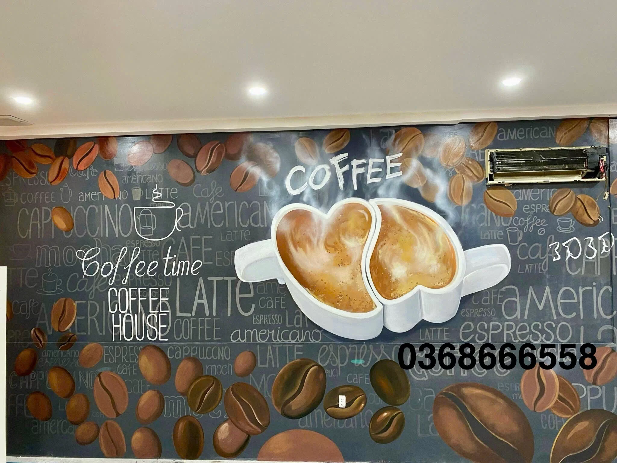 vẽ trang trí tường quán café