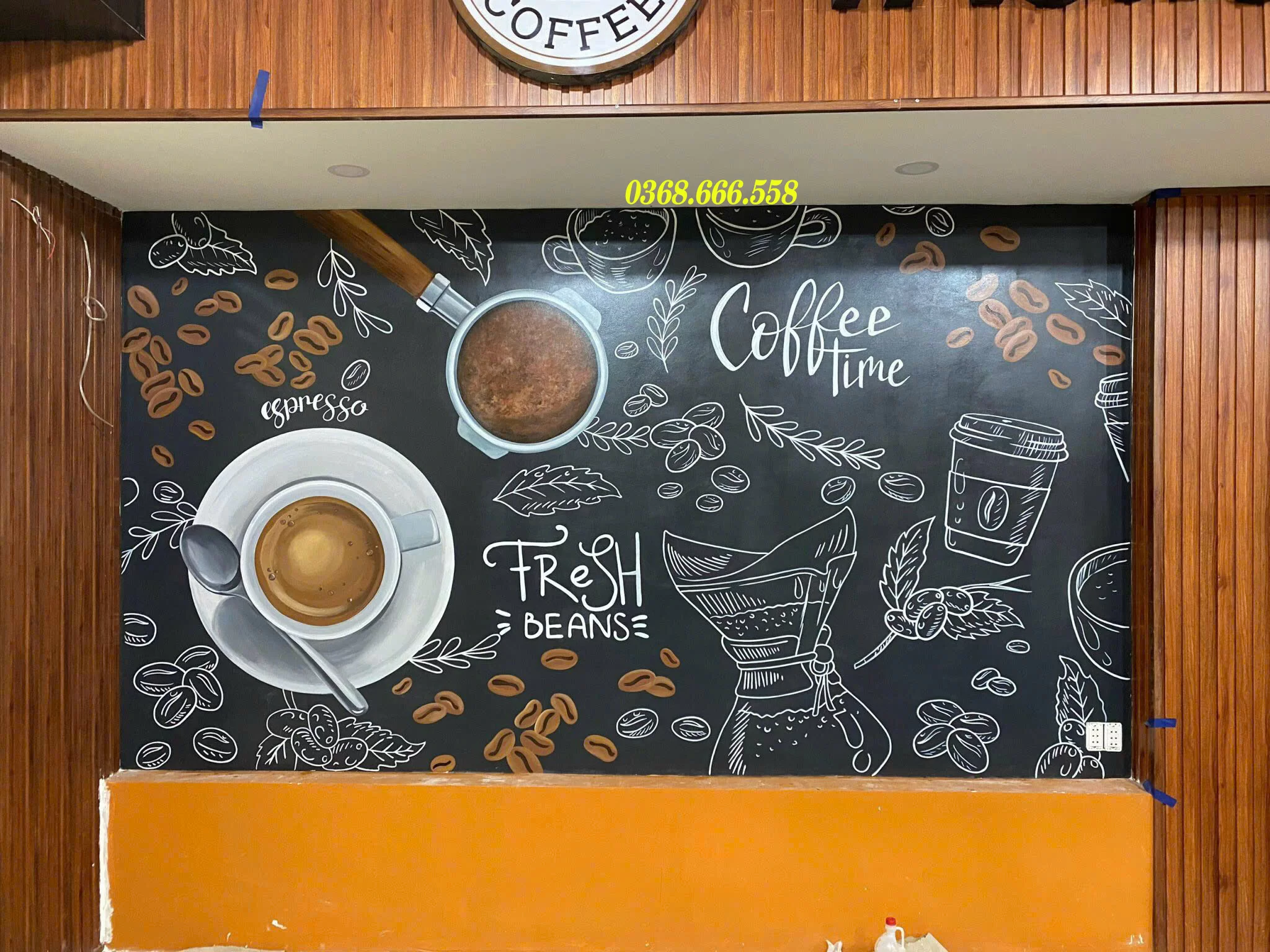 vẽ trang trí tường quán café