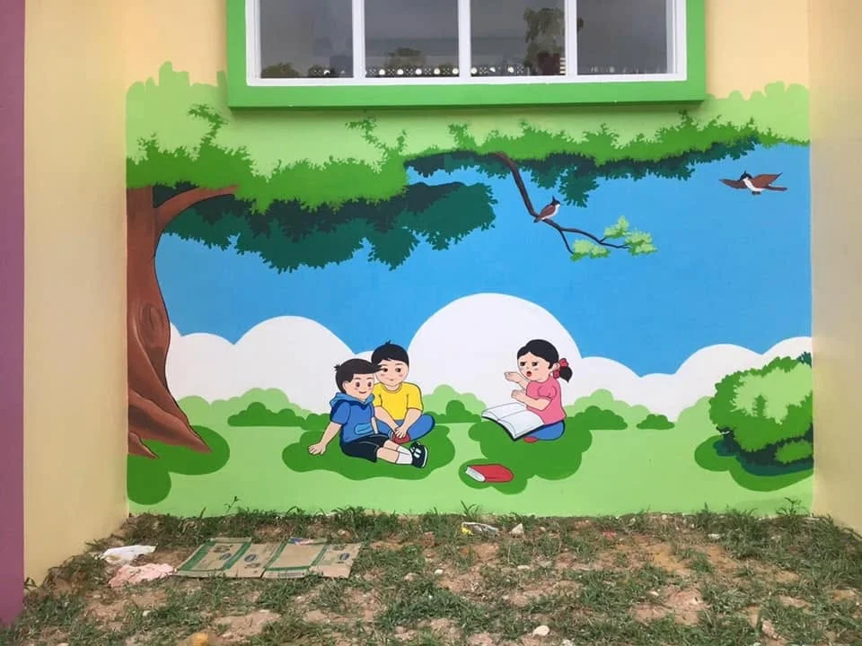 vẽ tranh tường hoạt hình