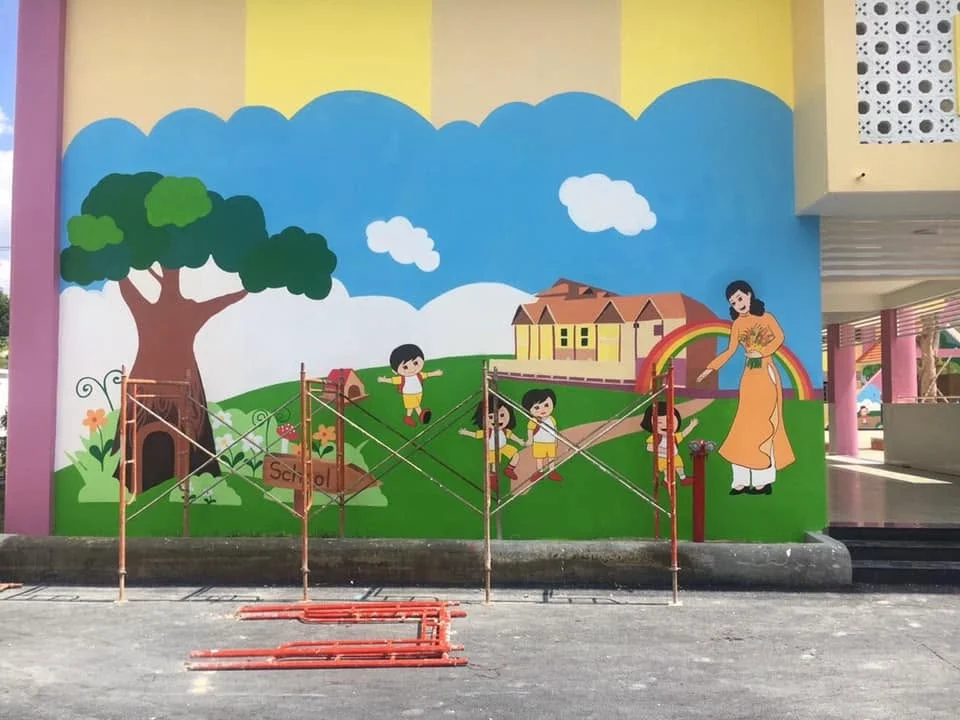 vẽ tranh tường hoạt hình