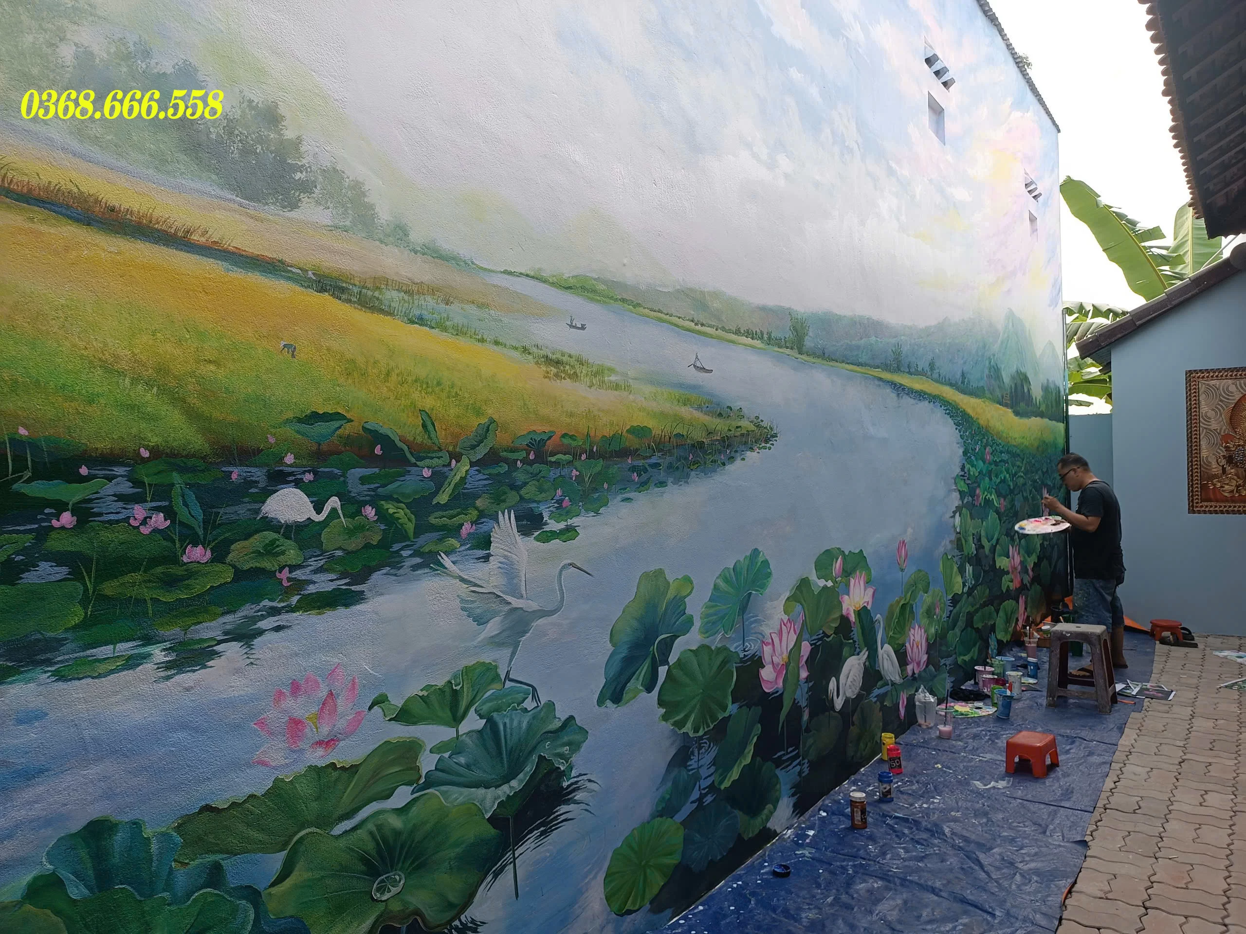 vẽ tranh tường khách sạn