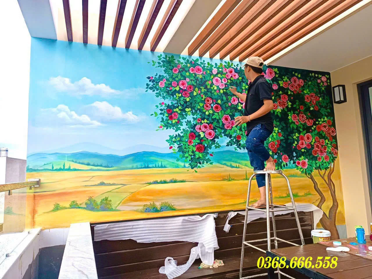 vẽ tranh tường khách sạn