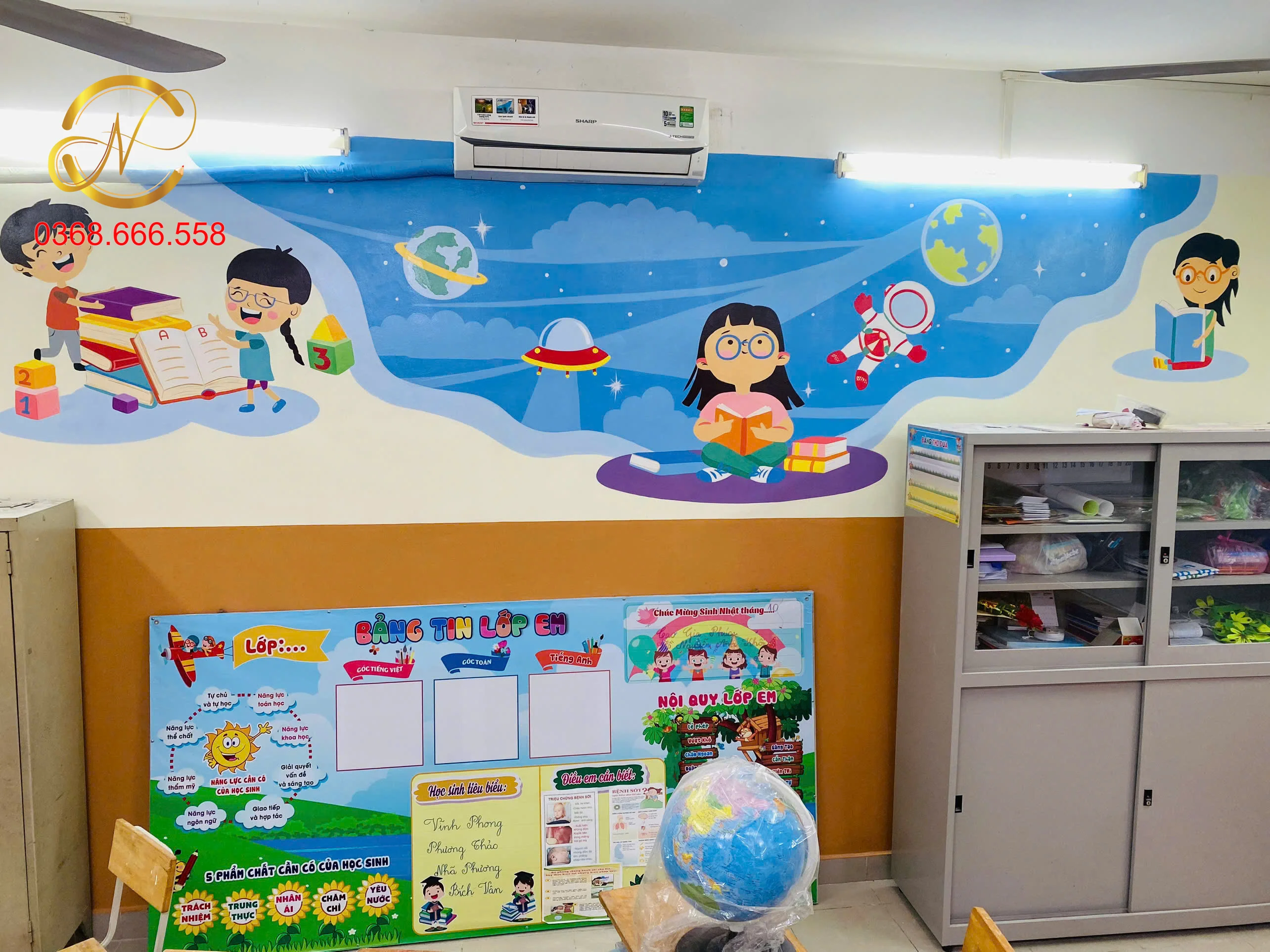 vẽ tranh tường mầm non hiện đại