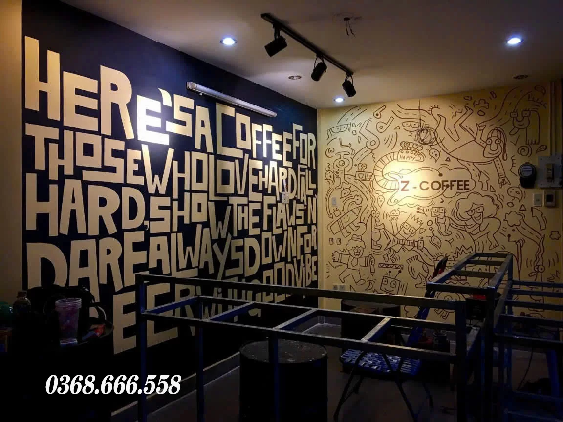 vẽ tranh tường quán cafe giá rẻ