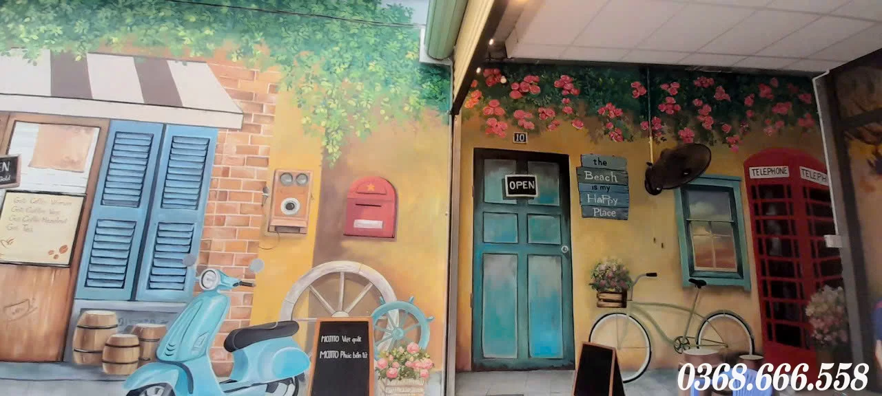 vẽ tranh tường quán cafe giá rẻ