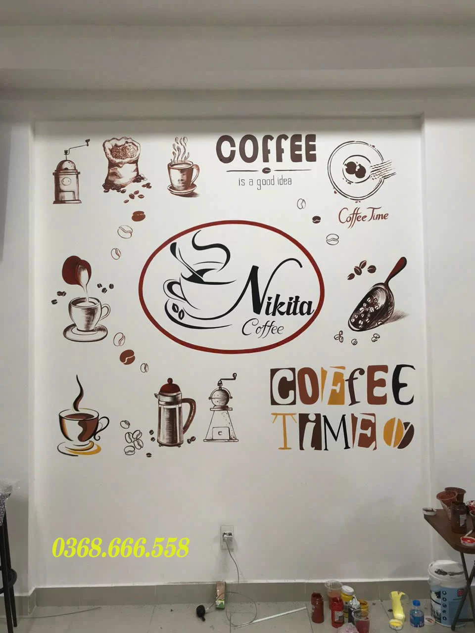 vẽ tranh tường quán cafe giá rẻ