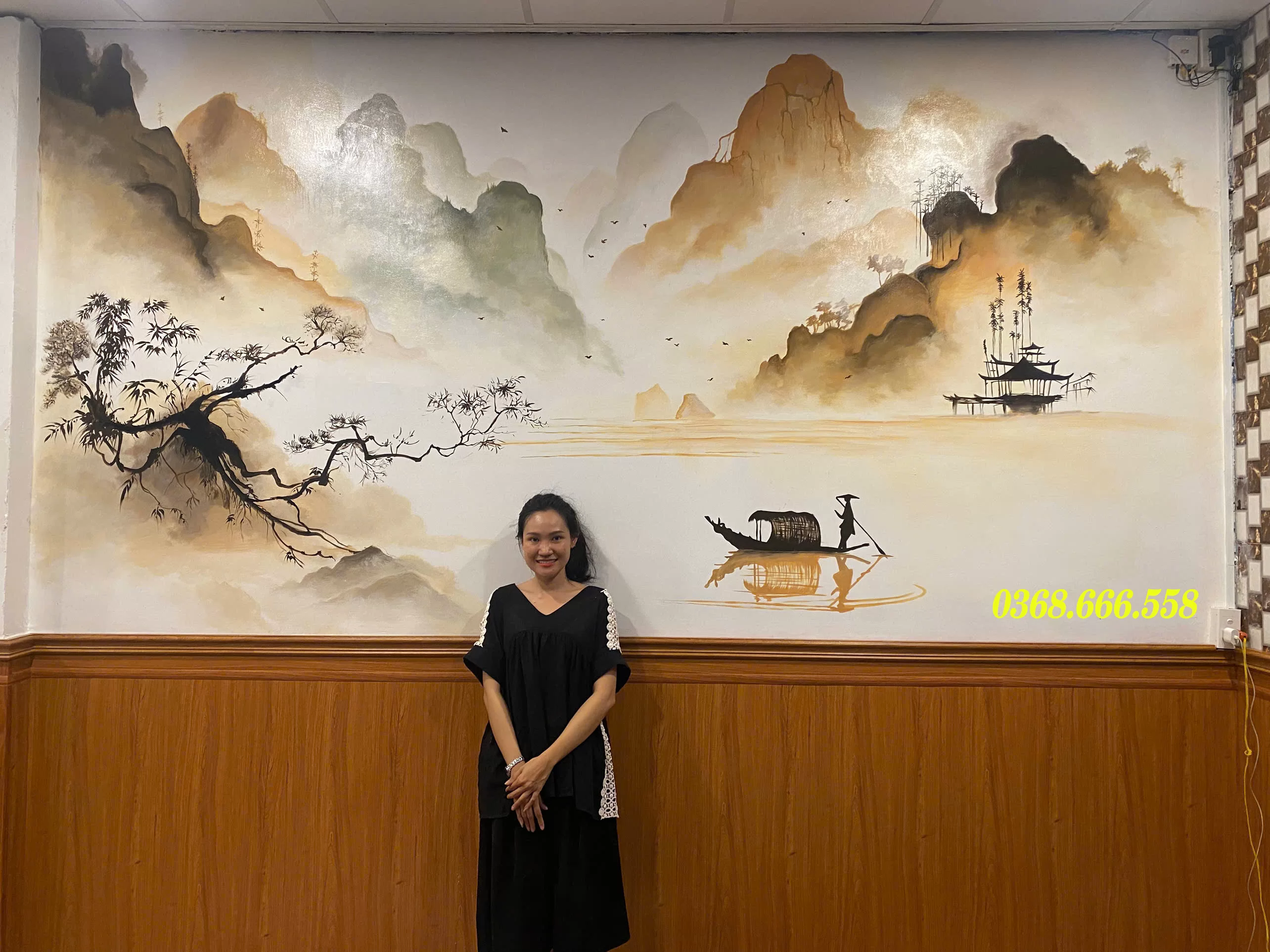 vẽ tranh tường quán chay