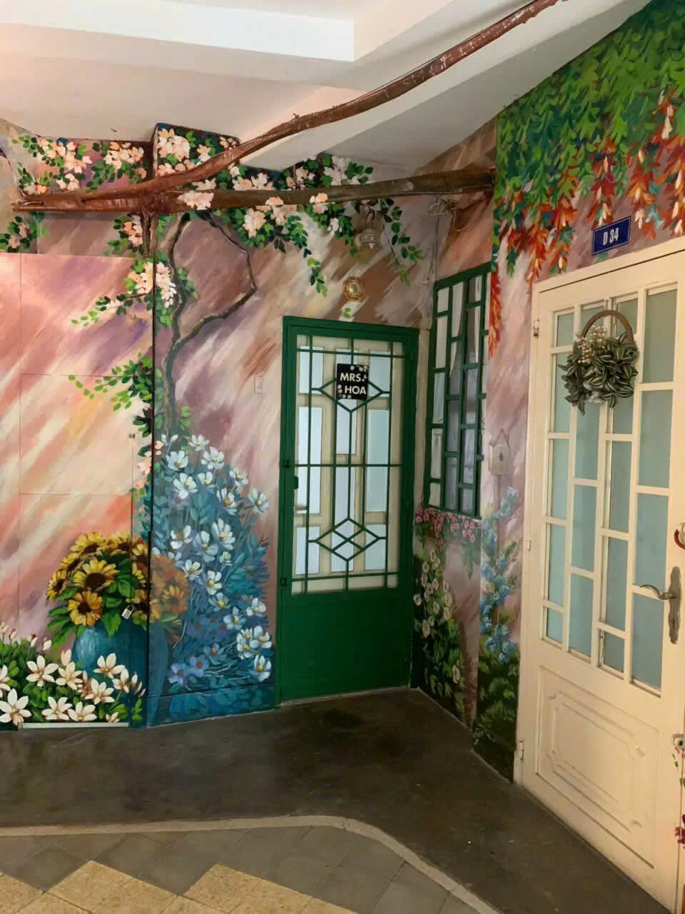 vẽ tranh tường trang trí tết