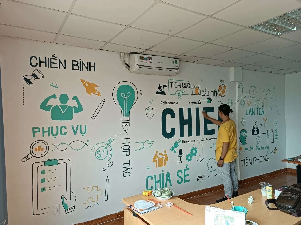 vẽ tranh tường văn phòng